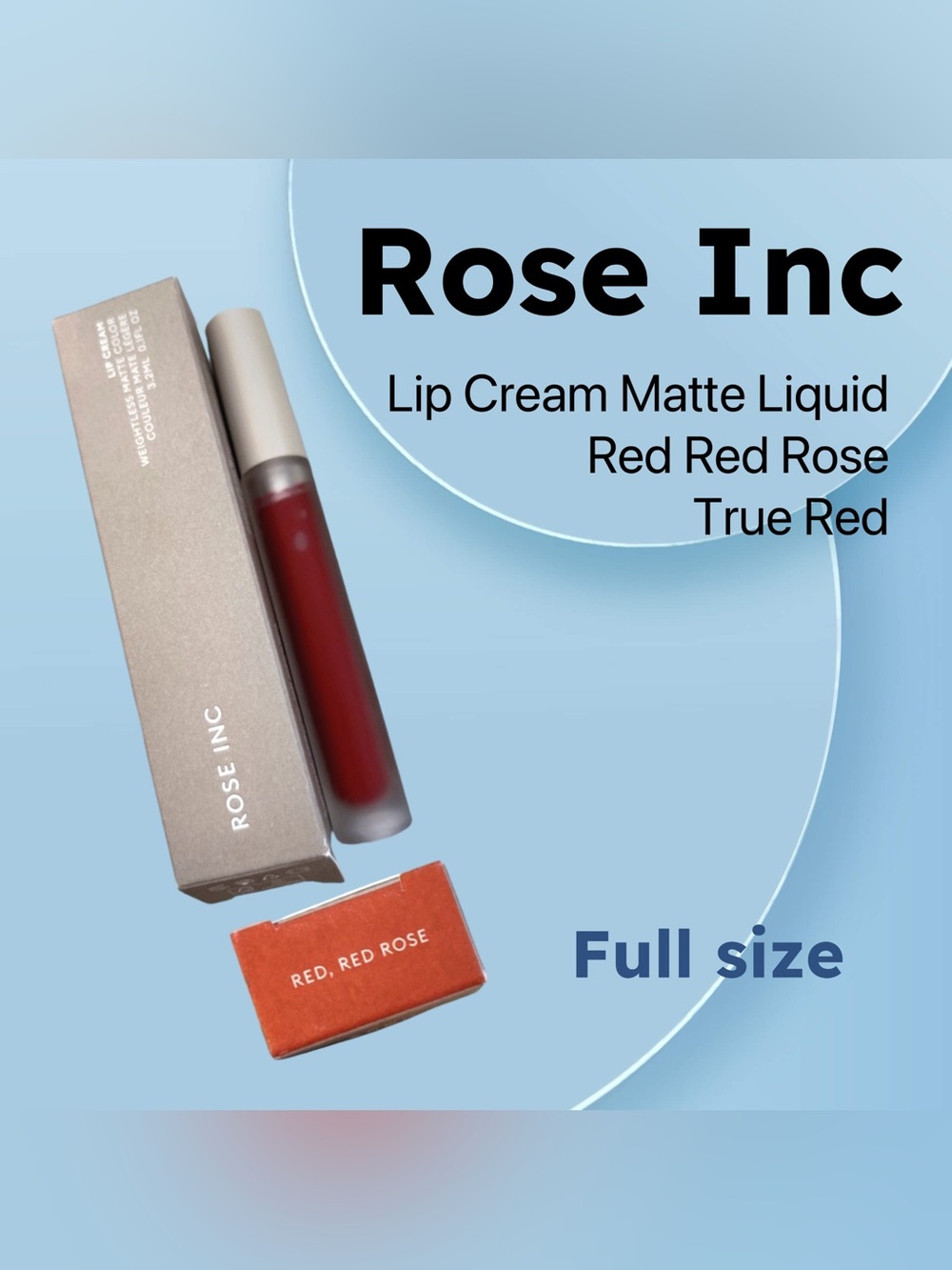 RARE✨HP✨🇺🇸🆕📦NIB ROSE INC |FULL| True Red Cream Matte Liquid Lipstick